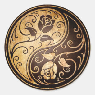 Schroffe Yin Yang Rosen Runder Aufkleber
