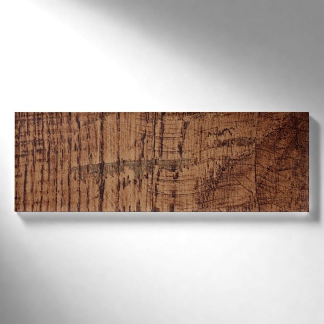 Schroffer Kastanien-Eichen-Holz-Korn-Blick Namenschild (Vorderseite)