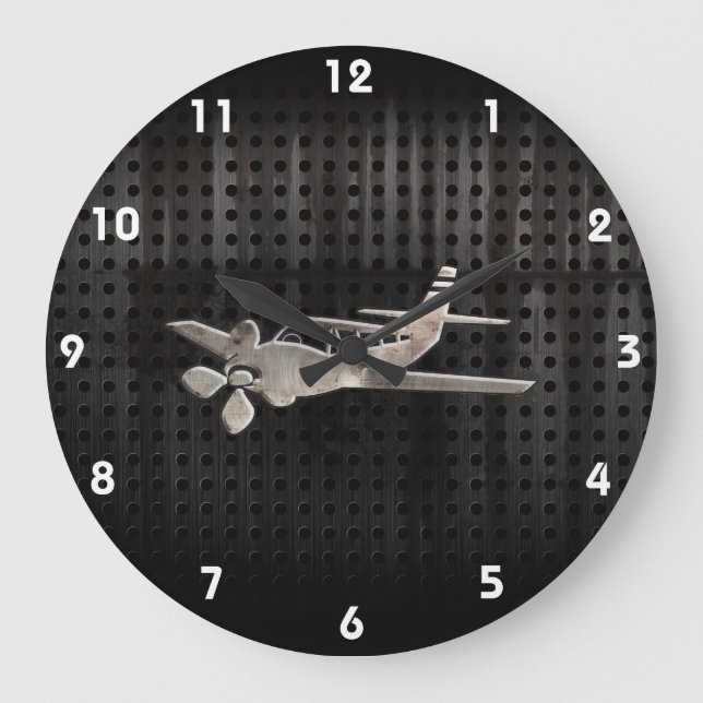 Schroffes Flugzeug Große Wanduhr (Vorderseite)