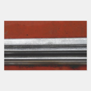 Schrottplatz-Vintage-Auto, Rot und Silber Alte Far Rechteckiger Aufkleber