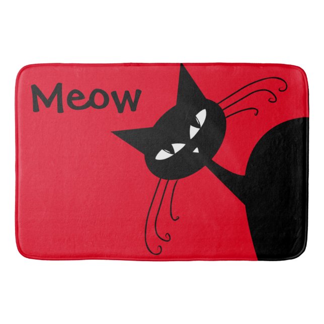 Schrullige lustige schwarze Katze katzenartig Badematte (Vorderseite)