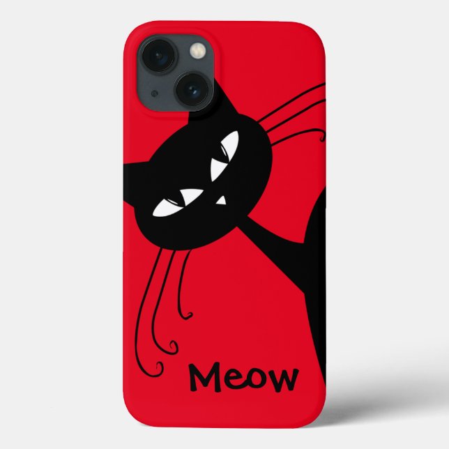 Schrullige lustige schwarze Katze katzenartig Case-Mate iPhone Hülle (Rückseite)