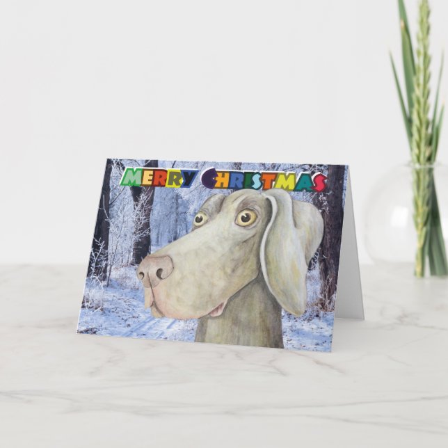 Schrullige weimaraner Hundeweihnachtskarte Feiertagskarte (Vorderseite)
