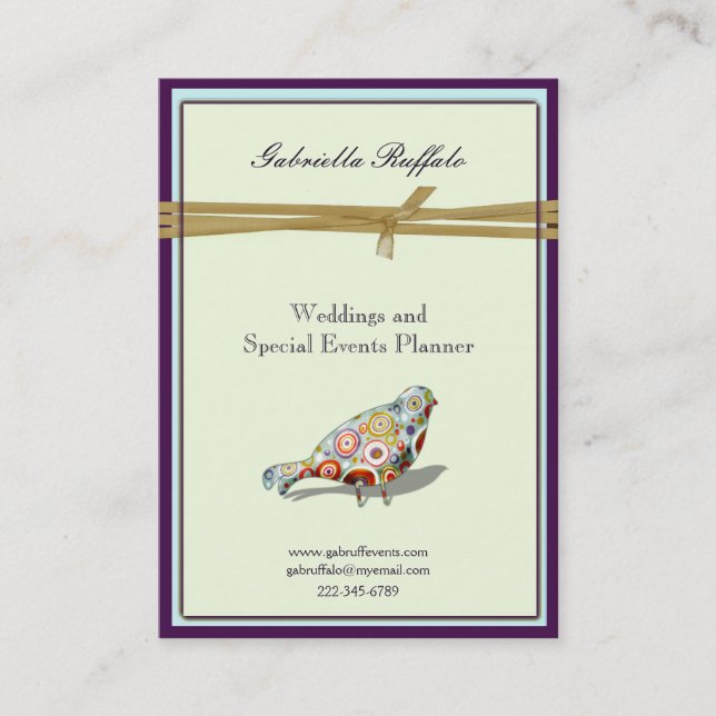 Schrulliger kleiner bunter künstlerischer Vogel Visitenkarte (Vorderseite)