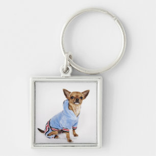 Schrulliges Porträt Teacup-Chihuahua 2 Schlüsselanhänger