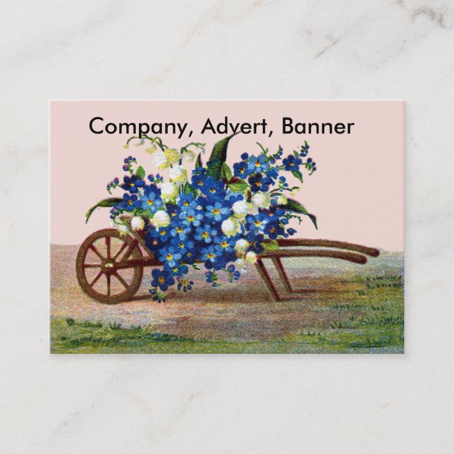 Schubkarre der blauen und weißen Blumen Visitenkarte (Vorderseite)