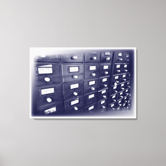 Schubladen der alten Bibliothek Leinwanddruck (Vorderseite)