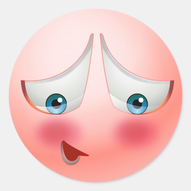 Schüchterne Emoji Runder Aufkleber (Vorderseite)