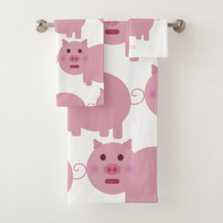 Schüchterne rosa Schwein-Gewohnheit Badhandtuch Set