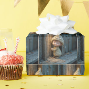 Schüchterner Munchkin neben einer Tür Geschenkpapier