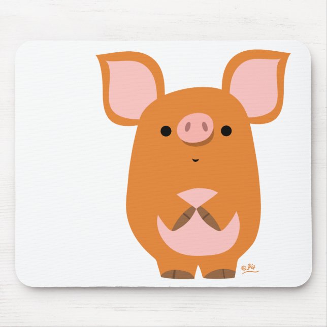Schüchternes Cartoon-Schwein mousepad (Vorne)