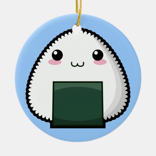 Schüchternes Onigiri Keramik Ornament (Vorne)
