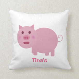Schüchternes rosa Schwein-personalisiertes Kissen