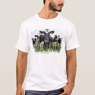 Schüchtert stehendes in einer Reihe ein, die T-Shirt