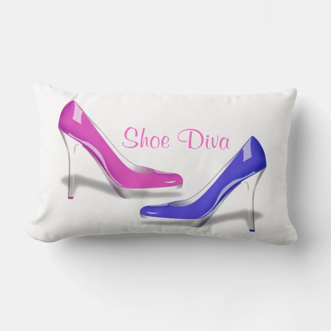 Schuh-Diva - Schuhe stellen mich glückliches Lendenkissen (Vorderseite)