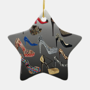 Schuh-fertigen hohe Heels-Collage besonders an Keramik Ornament
