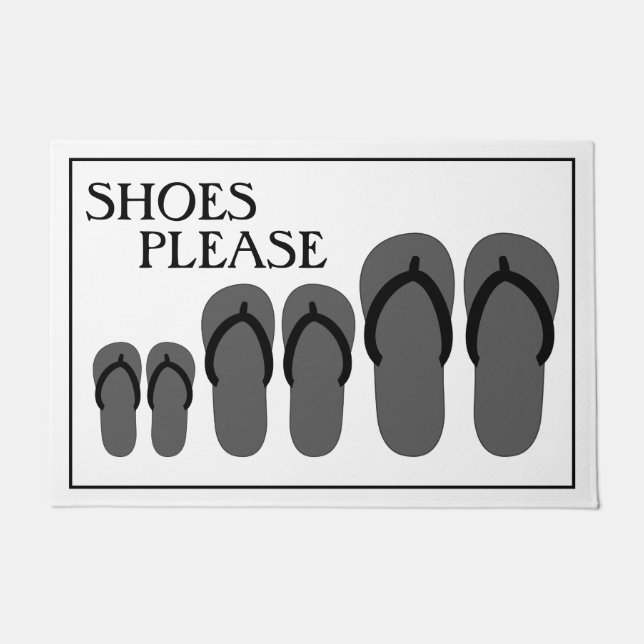 Schuhe Bitte schwarz / weiß / graue Türmatte (Vorderseite)