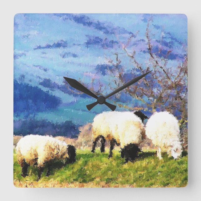 SCHUHE QUADRATISCHE WANDUHR (Vorderseite)