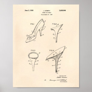 Schuhe und Heelse 1958 Patent Art Old Peper Poster