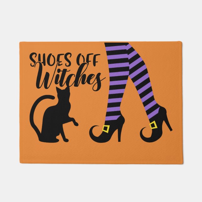 Schuhe weg von Hexe-Halloween-Fußmatte Fußmatte (Vorderseite)