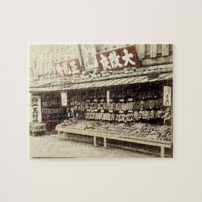 Schuhgeschäft in Kyoto, c.1890 (Hand-farbiges (Horizontal)