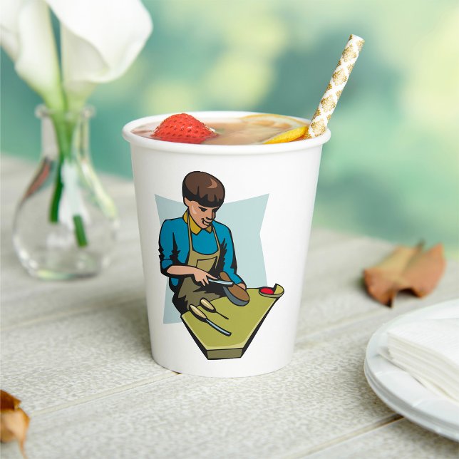 Schuhreparatur Schuster Vintager Schuhmacher Pappbecher (Von Creator hochgeladen)