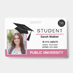 Schul-Studenten-Fotoausweis-Abzeichen – Pink Ausweis