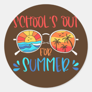 Schulabend im Sommer im letzten Schultag Runder Aufkleber