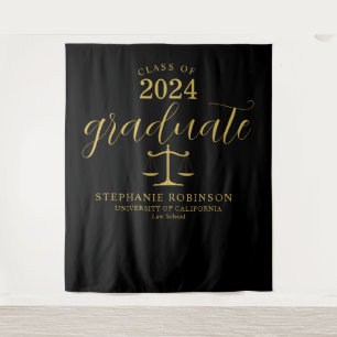 Schulabschluss in Rechtswissenschaften Gold Black Wandteppich