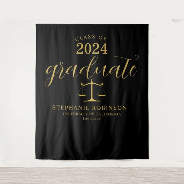 Schulabschluss in Rechtswissenschaften Gold Black  Wandteppich (Vorderseite)