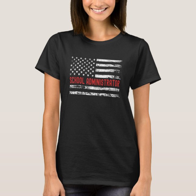Schuladministrator USA Flag Professionals Retro Jo T-Shirt (Vorderseite)
