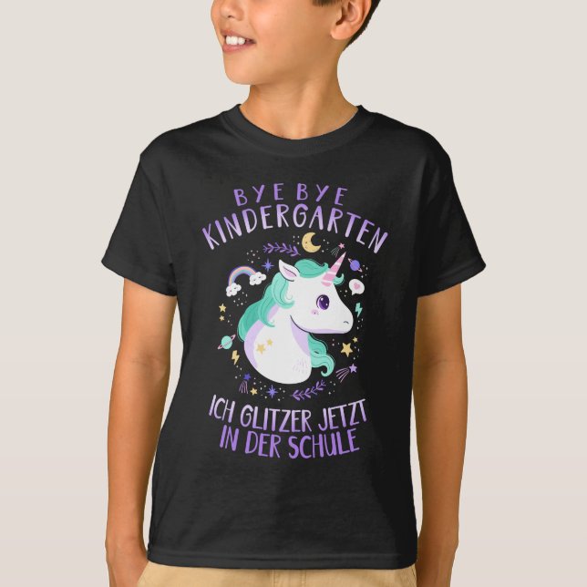 Schulanfang Einschulung Schulkind Einhorn Mädchen T-Shirt (Vorderseite)