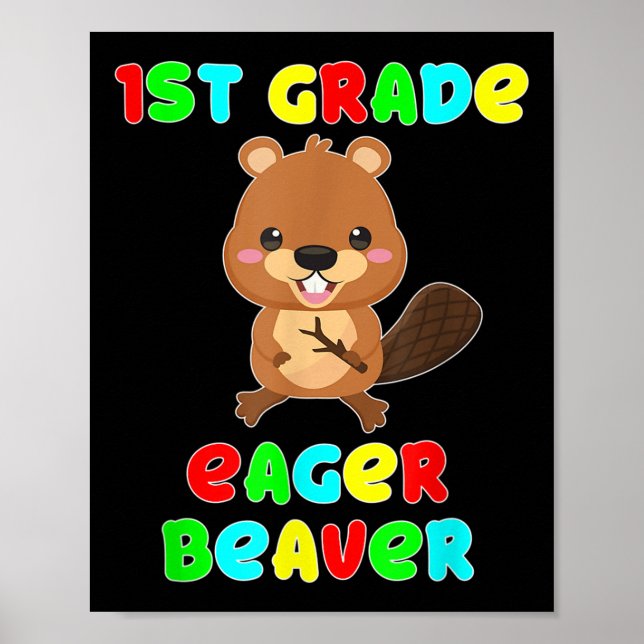 Schulanfänger-Eiferer-Kinder zurück zur Schule  Poster (Vorne)