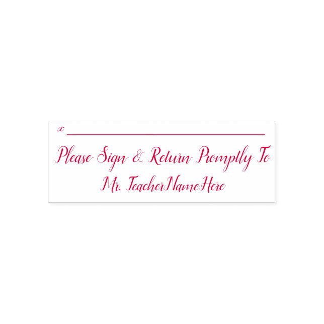 Schularbeit und Lehrername Rubber-Briefmarke Permastempel (Design)