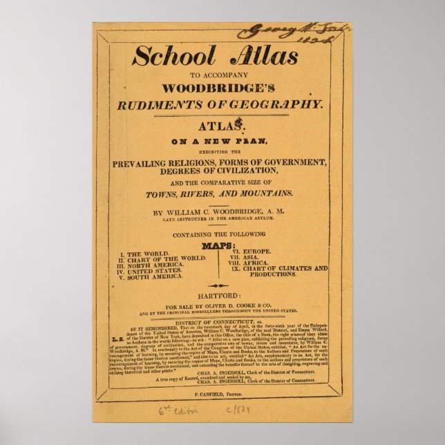 Schulatlas, Woodbridge's Gerüchte der Geografie Poster (Vorne)