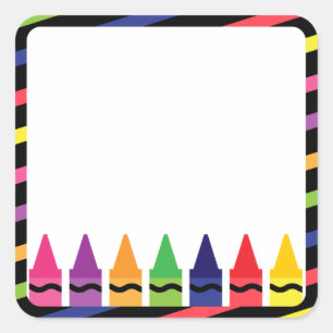 Schulaufkleber mit Crayons Quadratischer Aufkleber
