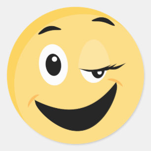 Schulaufkleber mit Gesicht Emoji Runder Aufkleber