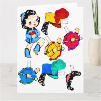 Schulband Girl Paper Doll Cut Out Gruß
