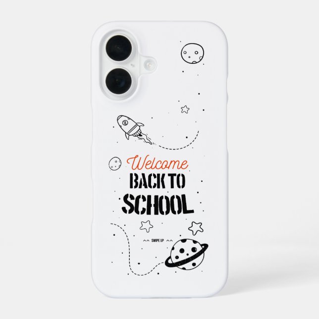 Schulbeginn-Typografie-Design iPhone 16 Hülle (Rückseite)