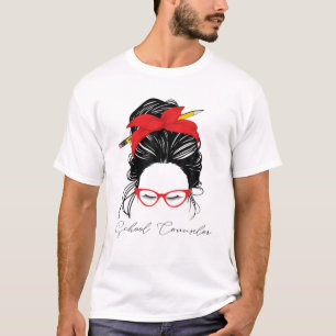 Schulberater Messy Bun Funny Back To School 20 T-Shirt