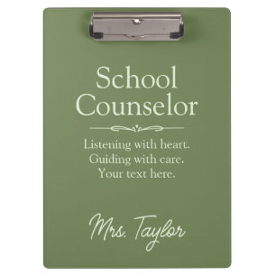 Schulberater Modern Calming Olive Green Klemmbrett