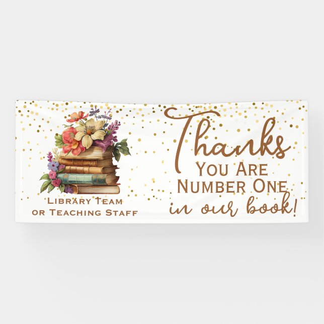 Schulbibliothek Nummer eins Buch Vielen Dank Banner (Horizontal)