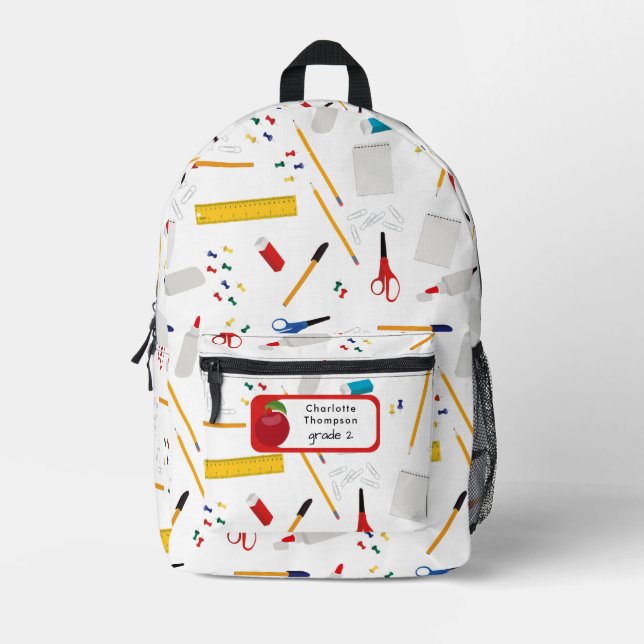 Schulbüros und Handwerkslieferungen Name der Schül Bedruckter Rucksack (Vorderseite)