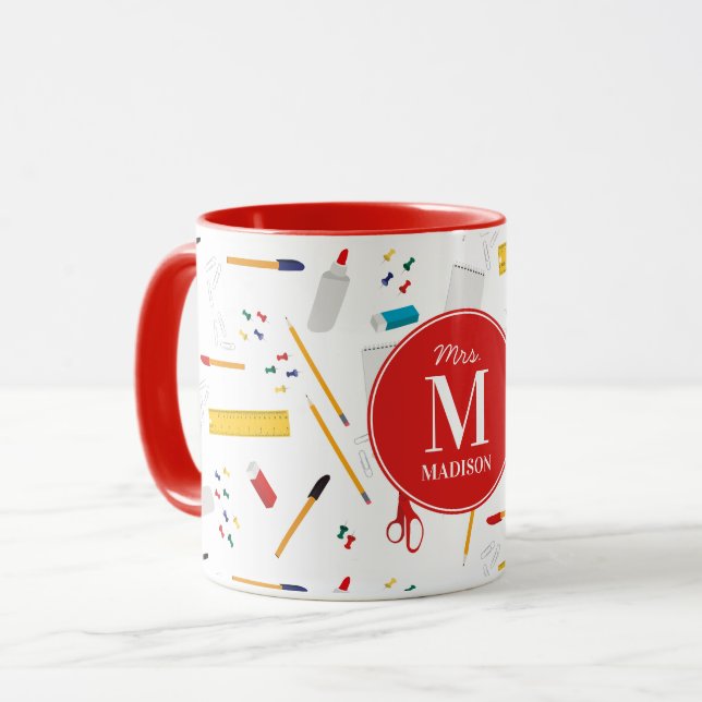 Schulbüros und Handwerksmaterial Mustermonogramm Tasse (Vorderseite Links)