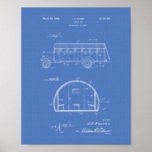 Schulbus 1937 Patentart Blueprint Poster