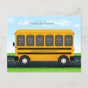 Schulbus 6 Bilderrahmen individuell beste Freunde Postkarte