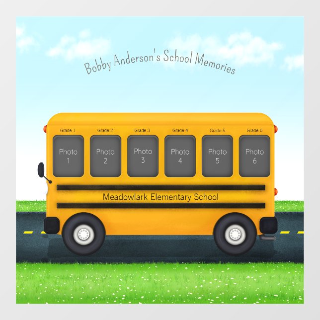 Schulbus 6 Foto Frame Custom Kid's Erinnerungen Fensteraufkleber (Blatt)