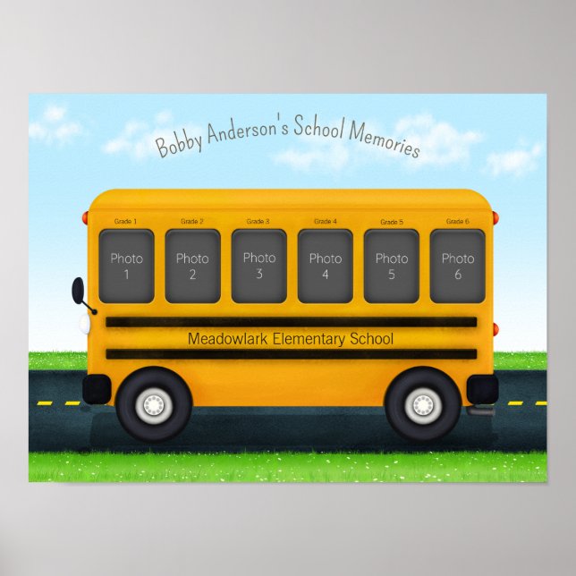 Schulbus 6 Foto Frame Custom Kid's Erinnerungen Poster (Vorne)