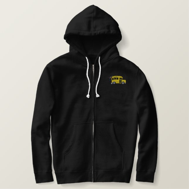 Schulbus Bestickter Hoodie (Design vorne)