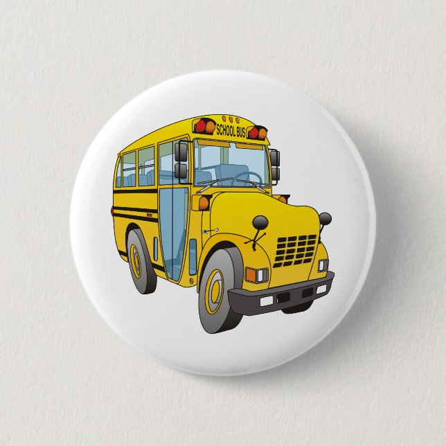 Schulbus-Cartoon Button (Vorderseite)